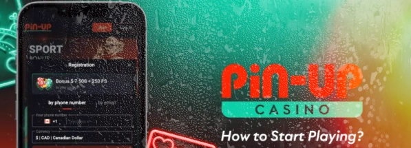 Mobile phone screen with PinUp Bet Kenya registration form showing fields for phone, email and password